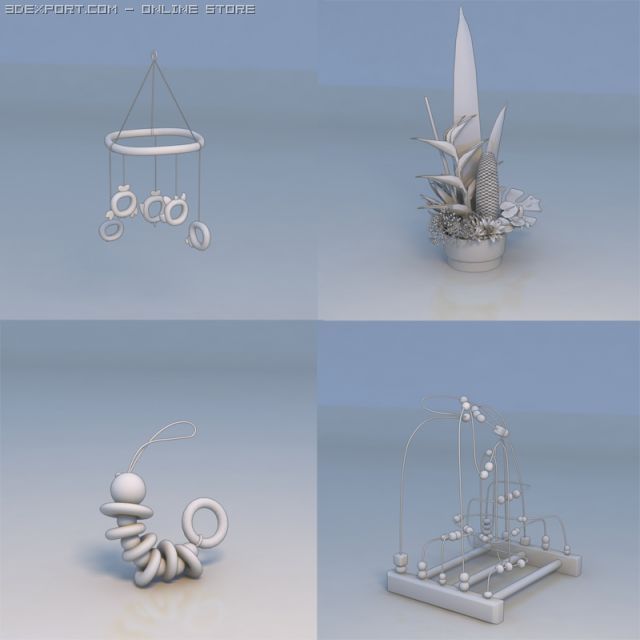 decoration art piece flower Modello 3D .c4d .max .obj .3ds .fbx .stl .blend 