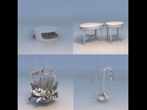 flowers round table 3D Модель