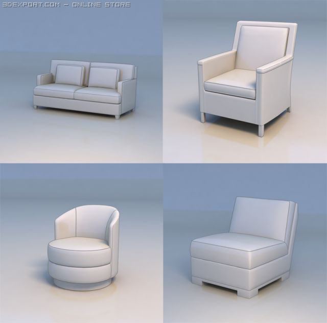 double sofa couch chair 3D-Modell .c4d .max .obj .3ds .fbx .stl .blend 
