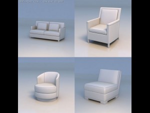 double sofa couch chair 3D-Modell