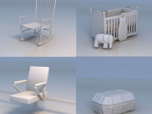 rocking chair public chair 3D 모델