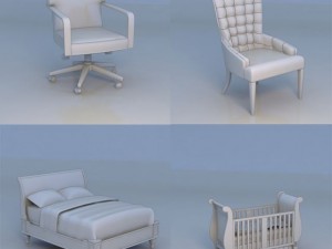 chair double bed kids bed sofa 3D मॉडल