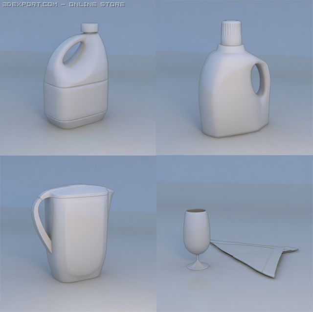 glass water bottle sauce boat 3D Modell .c4d .max .obj .3ds .fbx .stl .blend