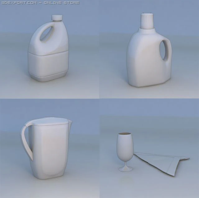 glass water bottle sauce boat 3D Model .c4d .max .obj .3ds .fbx .stl .blend 