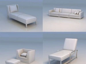 bed lounge chair table 3D Model