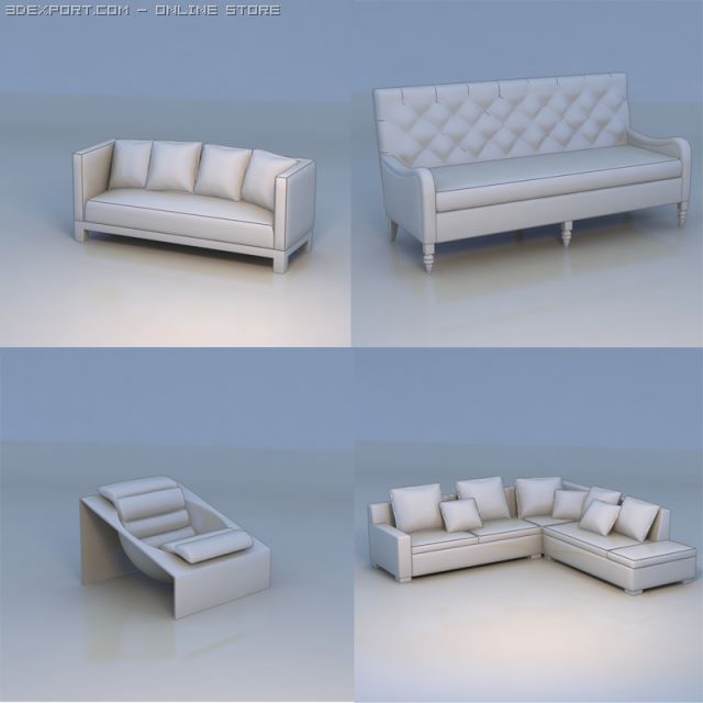 sofa lounge couch 3D 模型 .c4d .max .obj .3ds .fbx .stl .blend 