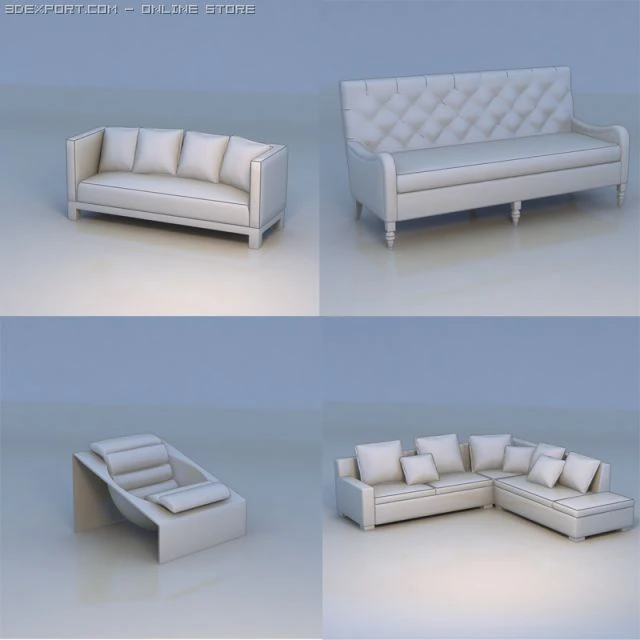 sofa lounge couch 3D Model .c4d .max .obj .3ds .fbx .stl .blend 