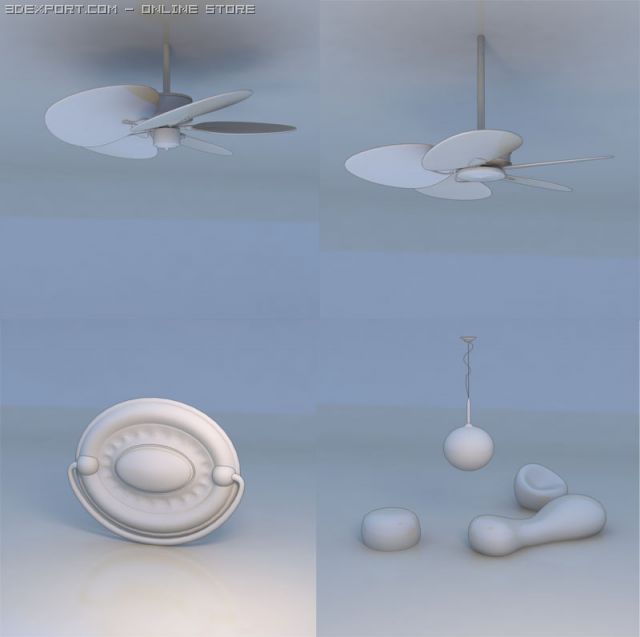 fans door knobs light 3D 모델 .c4d .max .obj .3ds .fbx .stl .blend 