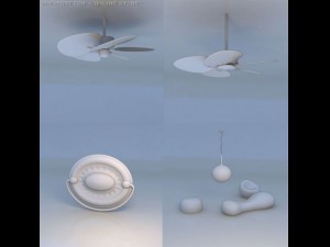 fans door knobs light Modèle 3D