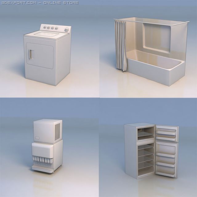washing machine 3D-Modell .c4d .max .obj .3ds .fbx .stl .blend 