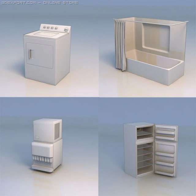 washing machine 3D Model .c4d .max .obj .3ds .fbx .stl .blend 