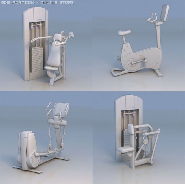 gym fitness equipment 3D in 3DExport