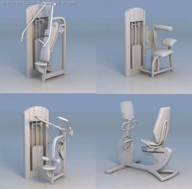 gym fitness equipment 3D Model .c4d .max .obj .3ds .fbx .stl .blend 