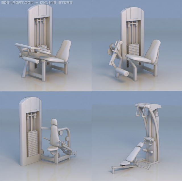 fitness equipment gym 3D Model .c4d .max .obj .3ds .fbx .stl .blend 