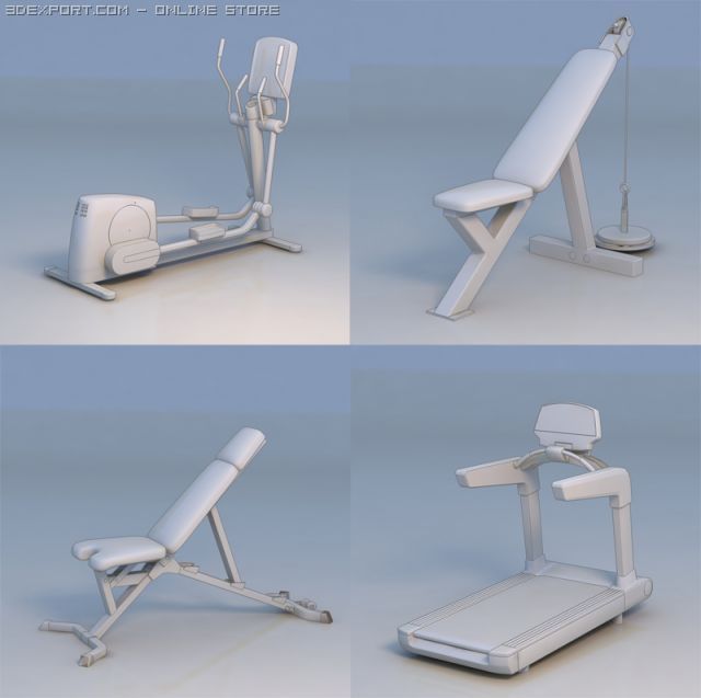fitness equipment gym 3D Модель .c4d .max .obj .3ds .fbx .stl .blend 