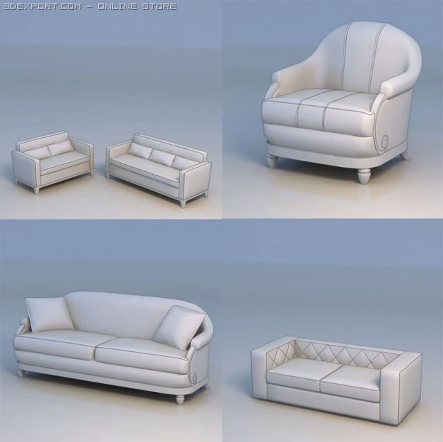 sofa couch 3D Model .c4d .max .obj .3ds .fbx .stl .blend 