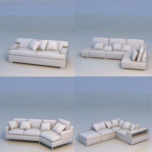 sofa couch desk 3D Model .c4d .max .obj .3ds .fbx .stl .blend