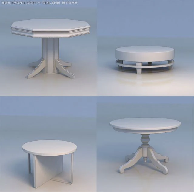 round table desk 3D Model .c4d .max .obj .3ds .fbx .stl .blend 