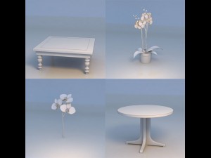 flowers round table desk Modelo 3D
