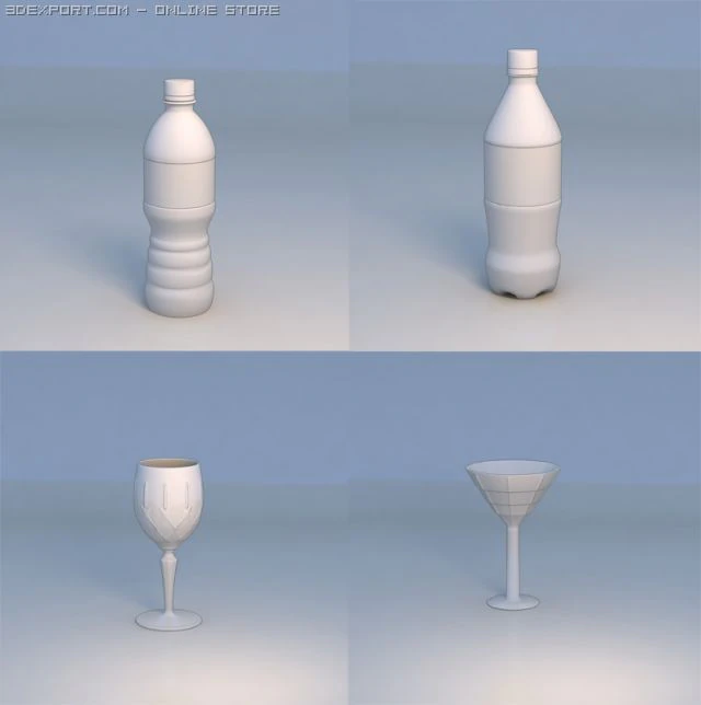 bottle glass 3D Model .c4d .max .obj .3ds .fbx .stl .blend 