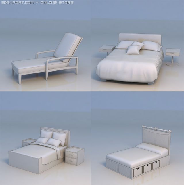 lounge chair bed 3D-Modell .c4d .max .obj .3ds .fbx .stl .blend 
