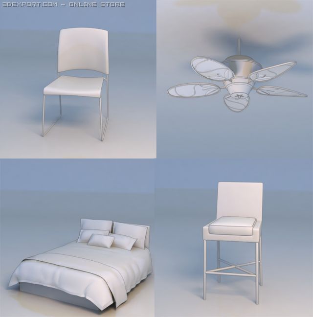 bed chair fan 3D 모델 .c4d .max .obj .3ds .fbx .stl .blend 