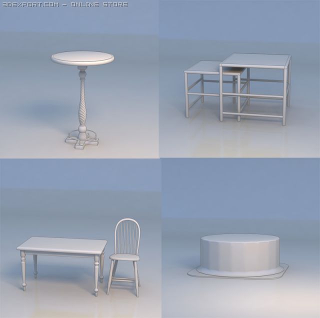 round table chair 3D Модель .c4d .max .obj .3ds .fbx .stl .blend 