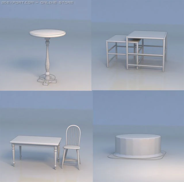 round table chair 3D Model .c4d .max .obj .3ds .fbx .stl .blend 