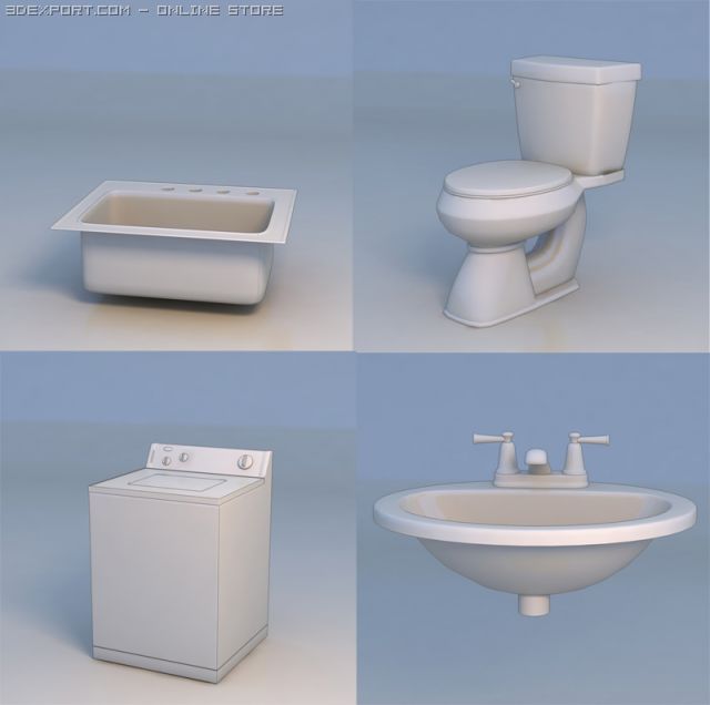 faucet toilet washing machine 3D Model .c4d .max .obj .3ds .fbx .stl .blend 