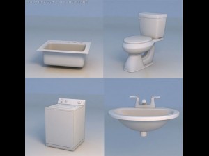 faucet toilet washing machine 3D Model