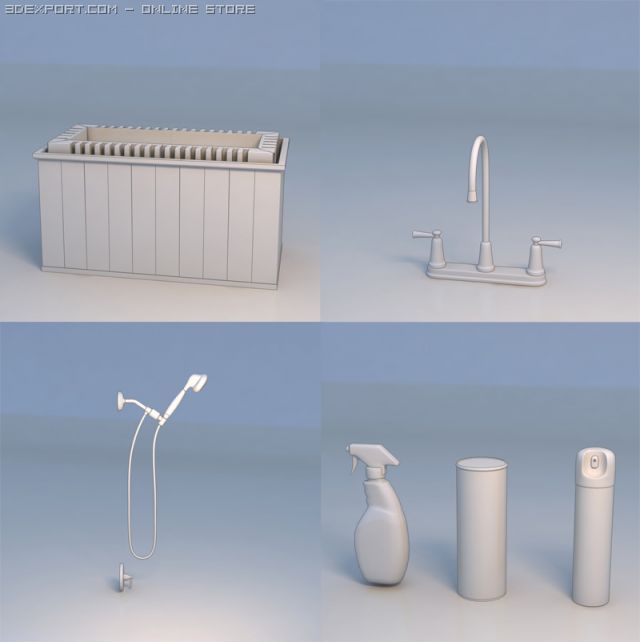 bath bathroom shower shampoo Modèle 3D .c4d .max .obj .3ds .fbx .stl .blend 