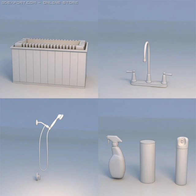 bath bathroom shower shampoo 3D Model .c4d .max .obj .3ds .fbx .stl .blend 