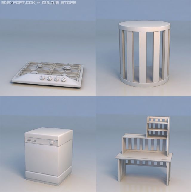 gasoven desk bookshelf 3D मॉडल .c4d .max .obj .3ds .fbx .stl .blend 