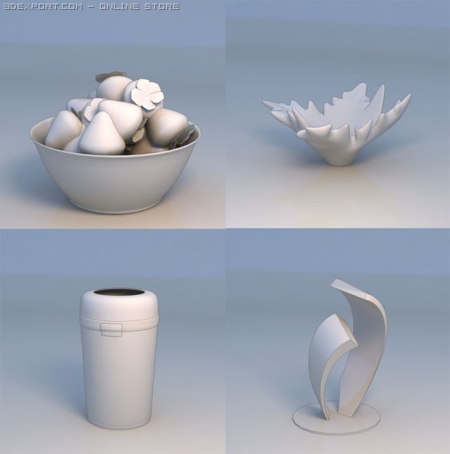 accessories fruit dish garbage 3Dモデル .c4d .max .obj .3ds .fbx .stl .blend 