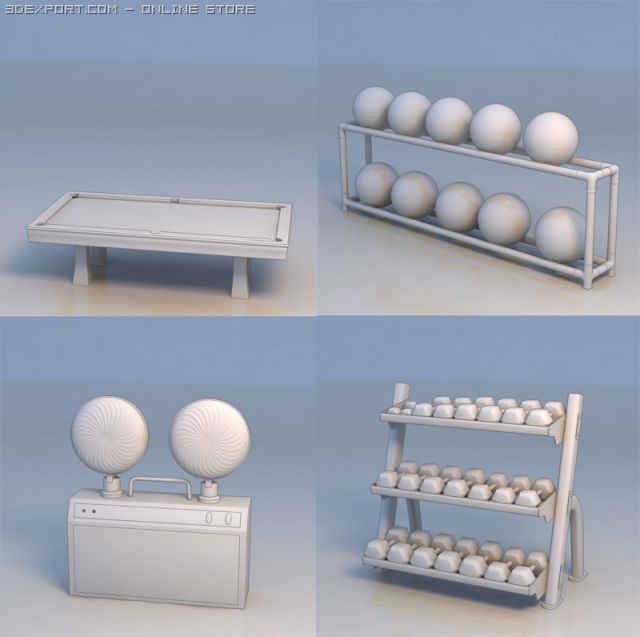 ball shelf  fan billiard table 3D Модель .c4d .max .obj .3ds .fbx .stl .blend 