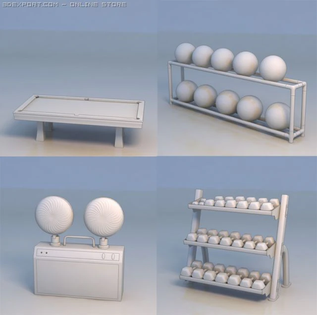 ball shelf fan billiard table 3D Model .c4d .max .obj .3ds .fbx .stl .blend
