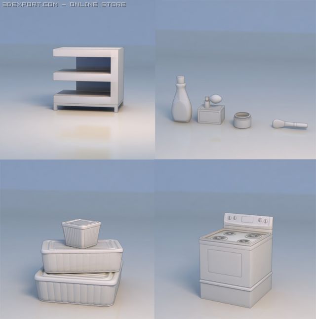 shelf box accessories oven 3D 모델 .c4d .max .obj .3ds .fbx .stl .blend 