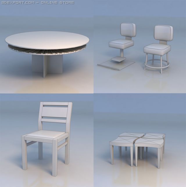 table round table chair couch 3D Model .c4d .max .obj .3ds .fbx .stl .blend 