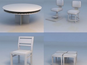 table round table chair couch Modèle 3D