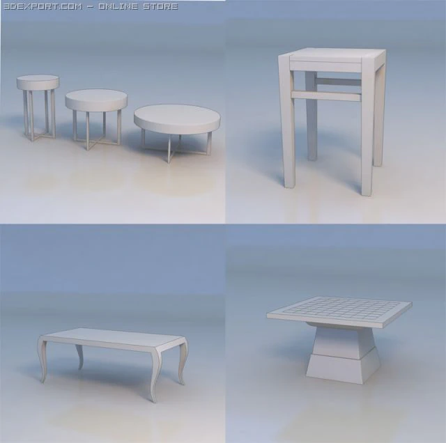 table round table desk 3D Model .c4d .max .obj .3ds .fbx .stl .blend 