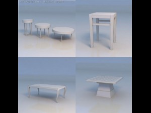 table round table desk Modèle 3D