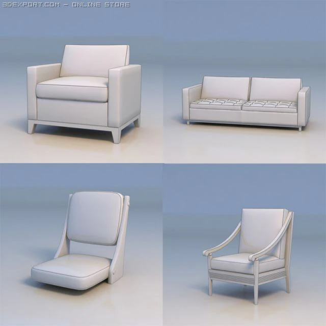 chair sofa 3D Model .c4d .max .obj .3ds .fbx .stl .blend 