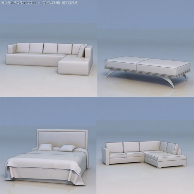 sofa bed couch massage bed 3D Model .c4d .max .obj .3ds .fbx .stl .blend 