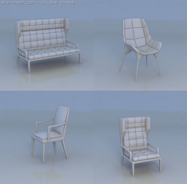 chair sofa couch 3D 模型 .c4d .max .obj .3ds .fbx .stl .blend 