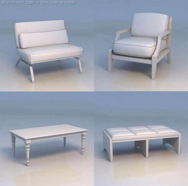 table chair sofa couch lounge 3D Model .c4d .max .obj .3ds .fbx .stl .blend 