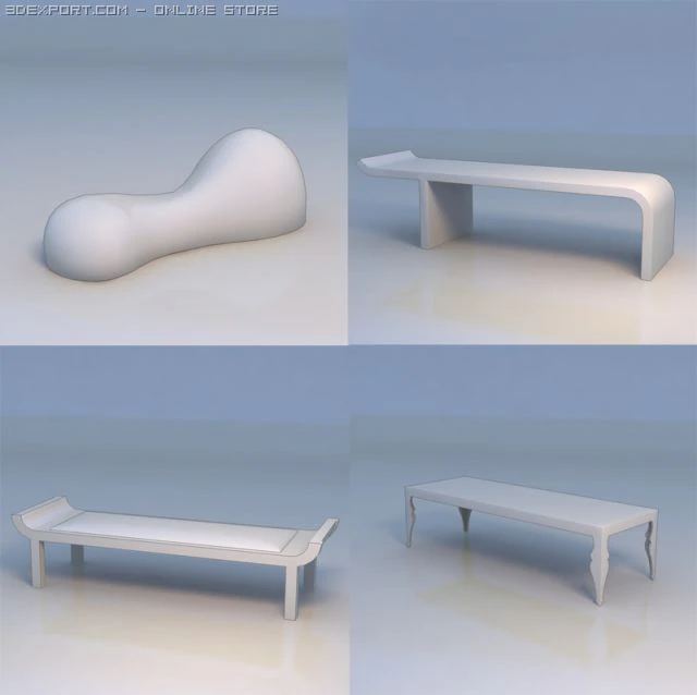 chair couch sofa table 3D Model .c4d .max .obj .3ds .fbx .stl .blend 