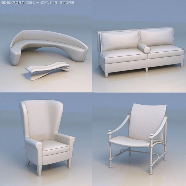 chair sofa couch 3D Model .c4d .max .obj .3ds .fbx .stl .blend 