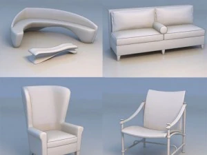 silla sof&aacute; sof&aacute; Modelo 3D