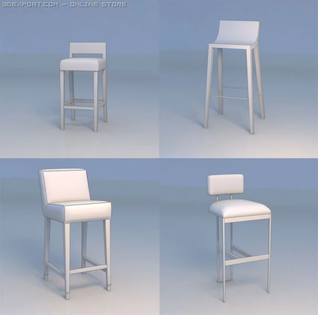 bar stool chair 3D Model .c4d .max .obj .3ds .fbx .stl .blend 