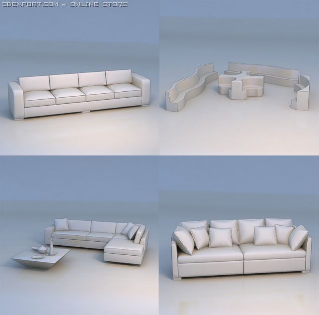 sofa couch lounge 3D Model .c4d .max .obj .3ds .fbx .stl .blend 